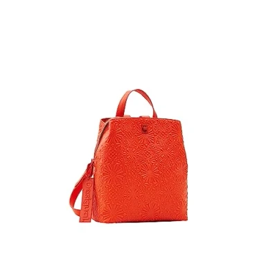 Image de Desigual Small Geometric Embossed Sac à dos, Femme, Taille: One Size, Orange