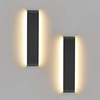 Image de Klighten 2 Pcs Appliques Murales LED Intérieur 41CM 14W, Éclairage Mural Moderne en Aluminium, Lampe Up Down Pour Chambre, Salon, Couloirs, 1340 Lumen, Blanc Chaud 3000K, Noir
