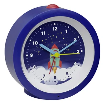 Image de TFA Dostmann réveil analogique pour Enfants Astronaute, 60.1033.06, avec Motif fusée, sans tic tac, fusées spatiales, Bleu, Plastique, (L) 105 x 41 (H) mm.