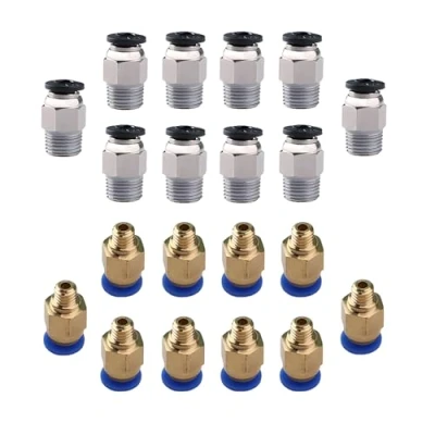 Image de CESFONJER Accessoires pour Imprimante 3D 20 PCS : Pc4 m10 droite pneumatique Montage Push to Connect + m6 rapide en Fitting (10+10)