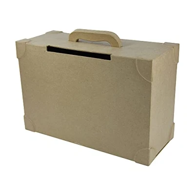 Image de Décopatch EV002O Un support en papier brun mâché 14,5x36x23,5 cm, Urne valise, Unitaire