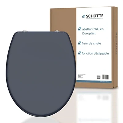 Image de SCHÜTTE ANTHRAZIT Siège WC avec abaissement automatique, couvercle fermeture rapide pour un nettoyage facile, en plastique thermodurcissable (charge max. 150 kg)