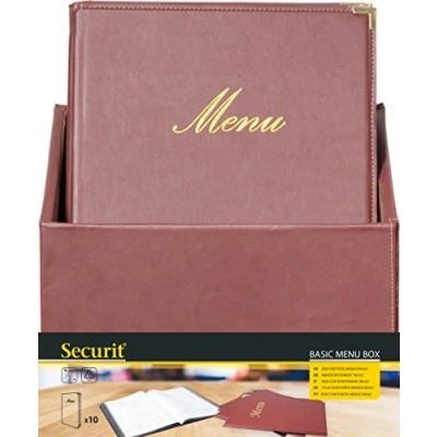 Image de Securitprotège menus Simili cuir de la Gamme Classique A4 (x20) Plus Box, 1 Double Insert Inclus avec Chaque menu (présente 4 Pages A4)