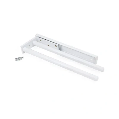 Image de Emuca Porte serviettes extensible avec 2 bras, support pour drap de salle bain ou torchons cuisine en alluminium blanc, longueur 310mm