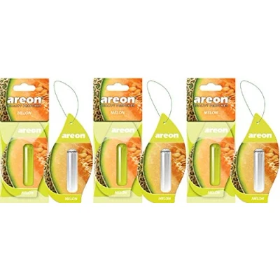 Image de Areon liquide Désodorisant pour voiture Melon Sweet Parfum à suspendre Pendentif longue durée Home 3d 5 ml Multi Lot de 3