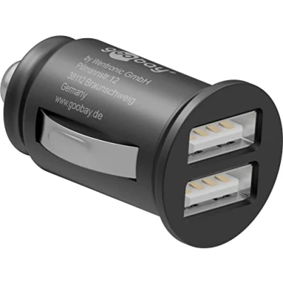 Image de goobay Adaptateur allume cigare (voiture) 2.1 A 2 connecteurs de sortie (USB (alimentation uniquement)) noir