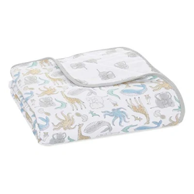 Image de aden + anais™ essentials Couverture pour bébé prélavée en mousseline 100% coton quadruple épaisseur, d’été ultradouce, Garçon, Fille, 112cm x 112cm, Imprimé natural history