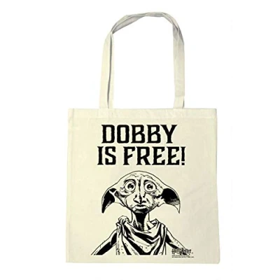 Image de Logoshirt® Sac en coton Harry Potter I Dobby est libre tissu imprimé nature jute 100% à longues poignées Design sous licence