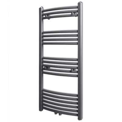 Image de vidaXL Sèche serviettes Porte serviette à rails incurvés Gris 500x1160 mm 141899
