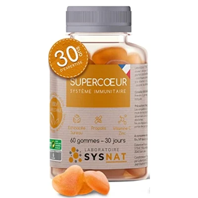 Image de Défenses naturelles &amp; système immunitaire Zinc complement alimentaire Propolis Echinacea Sureau Vitamine C multivitamines et minéraux 60 gummies Usine en France Laboratoire SYSNAT