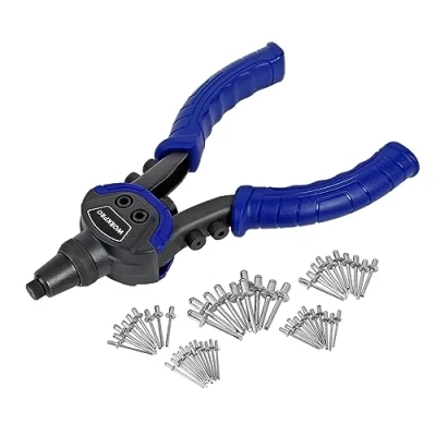 Image de WORKPRO Pince à Rivets Lourde Double Poignées 255mm, Riveteuse Compacte avec 5 Nez Interchangeables et 100