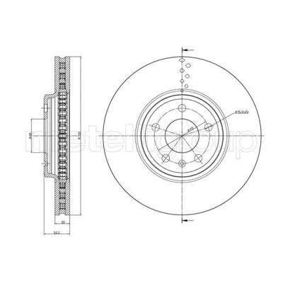 Image de METELLI 23 1031C Disque de frein 320,0 30,0 5 68,0 ventilé peint AUDI: Q5, A5 B8 Coupe, A4 Avant
