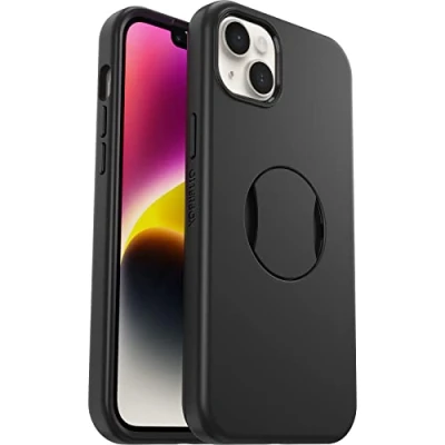 Image de OtterBox OtterGrip Symmetry Coque pour iPhone 14 Plus avec MagSafe, résistante aux chocs et chutes, protection antimicrobienne grip intégré, testée 3x normes MIL STD 810G, Noir