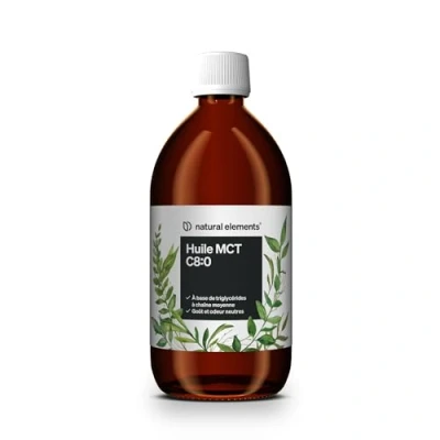 Image de Huile MCT 500ml acide caprylique C8 issu d’huile de coco à 100% goût et odeur neutres végane, sans additifs inutiles