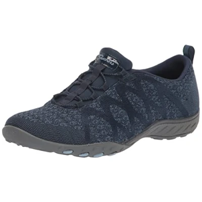 Image de Skechers Femme 100301 NVY Baskets, Bordure en Tricot Bleu Marine, 39 EU