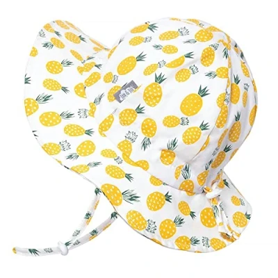 Image de Jan &amp; Jul Chapeau de Soleil Ajustable en Coton pour Les Filles (XL: 6 12 Ans, Ananas Jaune)