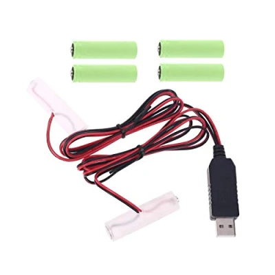 Image de Maxtonser Éliminateur de Batterie, éliminateur Batterie AA AAA 1 en 2, Alimentation USB, Adaptateur 4,5 V, Peut remplacer 3 Piles pour Talkie walkie Ligh