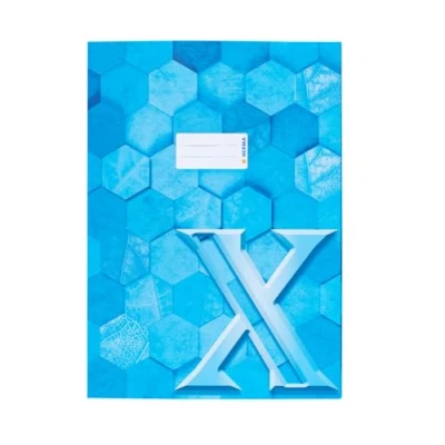 Image de HERMA 20093 protège cahiers A4 en carton bleu clair avec champ d&#039;inscription papier solide et extra résistant, motif hexagonal, pour d&#039;école, couleur