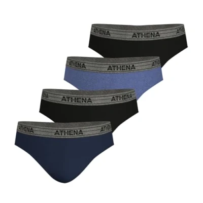 Image de Athena Homme Basic Coton Ld30 Slip, Bleu/Noir/Bleu/Noir (Blue), L EU