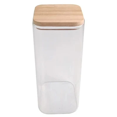 Image de BIRAMBEAU Bocal en Verre Boîtes Conservation Couvercle Bambou Idéal Aliments Secs Courses Vrac Capacité : 950mL, Beige