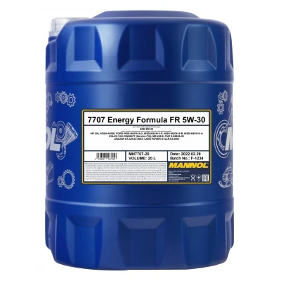 Image de Mannol O.e.m. 7707 5W 30 20I Huile moteur MN7707 20 FORD: Ranger Mk3, FOCUS 3, KUGA 1, VOLVO: V40 3/5 portes, XC70 II Break, I Cross Country