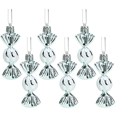Image de Christmas Concepts® Pack de 6 à 8 cm (3,2&quot;) Mini Boules en Forme Douces Décorations Brillantes et Scintillantes pour Arbres Noël (Vert Menthe)