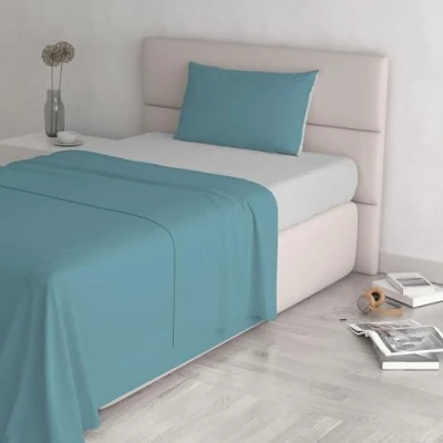 Image de Natural Color ensemble de draps lit, Sarcelle/Gris clair, Single