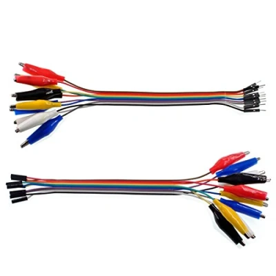 Image de Oiyagai Lot de 2 Câbles Test Pinces Crocodile Dupont 10 Broches 20cm, Mâle et Femelle, pour Arduino/Raspberry Pi/Orange Pi
