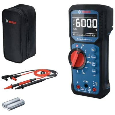 Image de Bosch Professional Multimètre Numérique GDM 600 15 (True RMS, écran LCD inversé, mesure fréquence/continuité/résistance/capacité, Min/Max/Moyenne, cordons de MS 90)