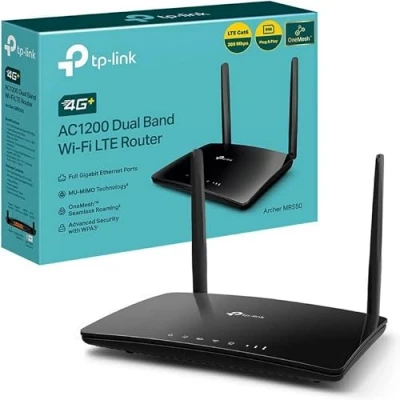 Image de TP Link Routeur Archer MR550 4G+ Cat6 300 Mbps, Wi Fi AC1200 double bande, avec carte SIM, microSIM, port Gigabit LAN/WAN, MU MIMO, sans configuration, OneMesh Technologie