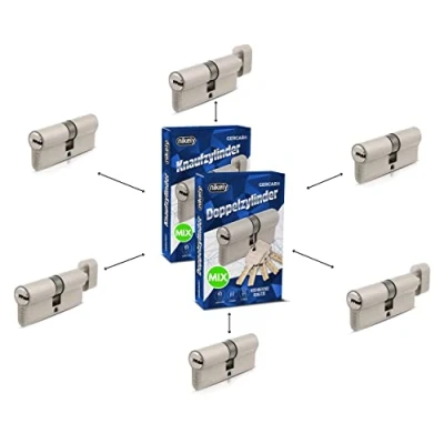 Image de GERCAR Pro 6x cylindre serrure/barillet de porte profilé ou à bouton MIX 60/70/80/90 mm combinaison libre cylindres tailles différentes avec la même clé 30 clés système OKS