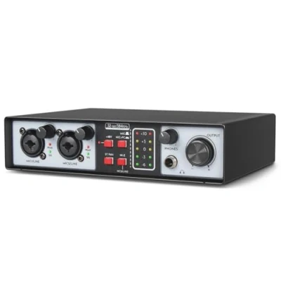 Image de Qezodsx Interface Audio USB 2 Entrées Sorties Kit Studio 32 Bits/384 KHz Enregistrement Carte Son Professionnelle Phantom 48 V
