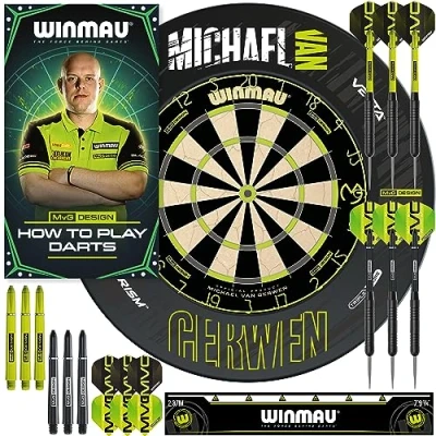 Image de WINMAU Michael Van Gerwen MvG Surround Set Comprenant Cible de fléchettes, Surround, fléchettes et Accessoires
