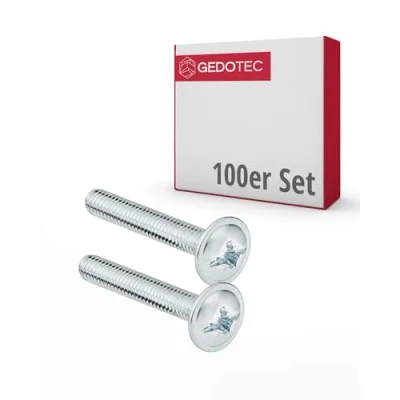 Image de Gedotec Vis pour meubles M4 en acier galvanisé H10644 100 pièces de poignée poignées Connecteurs x 15 mm filetées meuble