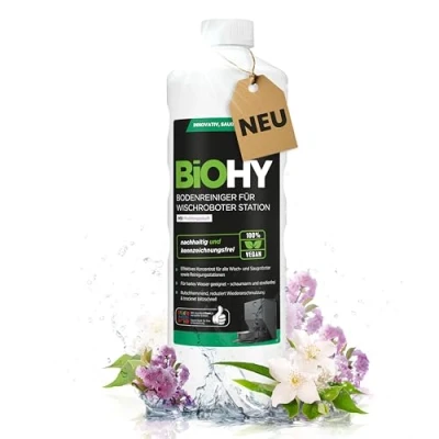 Image de BiOHY Nettoyant de sol concentré pour robot laveur avec parfum printanier (bouteille 1 l) tous les types balai et aspirateur fonction humide Faible mousse