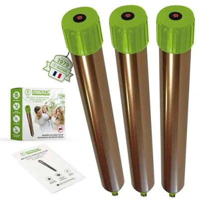 Image de ISOTRONIC® Taupe Deterrer, dissuasif Efficace Contre Les Taupes, Souris, Fourmis, Rats, et Serpents Répulsif à Haute fréquence pour l&#039;usage extérieur, 3 pièces