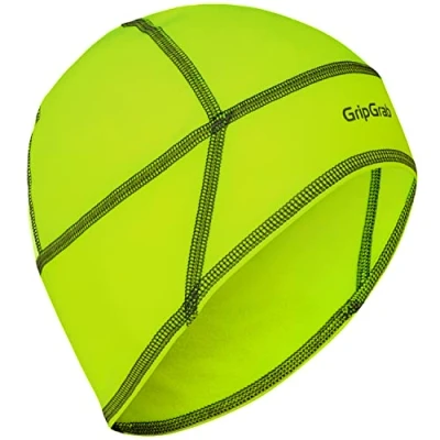 Image de gripgrab Mixte Bonnet Lightweight Thermal Sous casque Fin Vélo Hiver Respirant Skull Cap Cours de cyclisme, Jaune Fluo, S EU