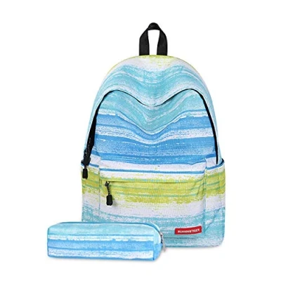 Image de FANDARE Sac À Dos Cartables Scolaires Galaxy, Adolescent, Garçons Filles, Femmes Multicolore avec Trousse Enfant Imperméable Polyester Bleu Vert