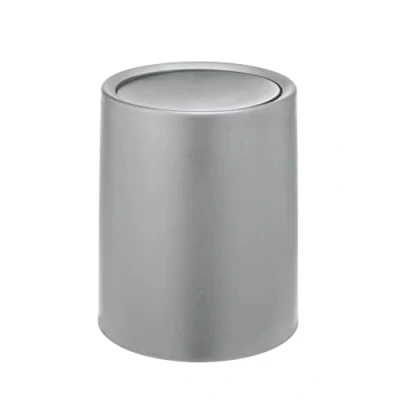 Image de WENKO poubelle à couvercle basculant Atri, 6 litres, salle de bain en plastique et seau intérieur, housse pour des sacs invisibles, (L/P x H) : Ø 21 25,5 cm, gris