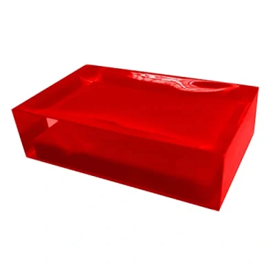 Image de Gedy Auckland, Dimensions et Poids : 3 x 11 7 cm 0,15 kg, Porte Savon Solide en résine Transparente de Haute qualité, Finition Rouge, Design R&amp;S, Fait à la Main, Unica