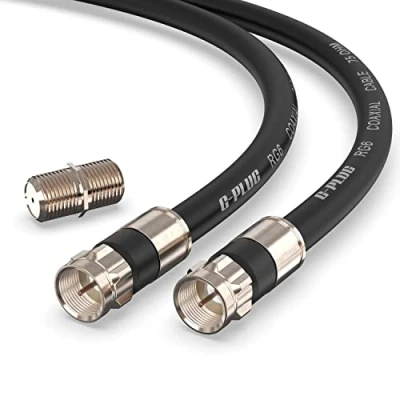 Image de G PLUG 2m Kit Cable Coaxial TV RG6 avec Connecteurs Antenne Numérique, Internet Haut Débit, Câble Rallonge Double Joint Torique en Caoutchouc Étanche et à Compression Noir