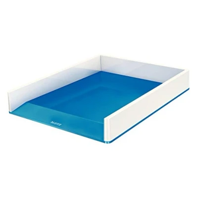 Image de Leitz Lot de 4 corbeilles à courrier A4 Design Bicolore Blanc/Bleu WOW 53611036