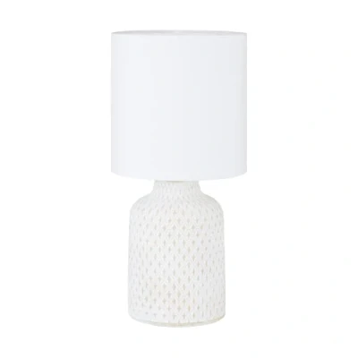 Image de Eglo lampe de table chevet Bellariva, salon à poser en céramique couleur crème et textile blanc, luminaire avec interrupteur, douille E14