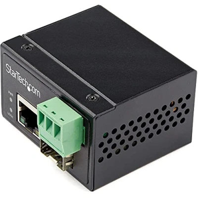 Image de StarTech.com Convertisseur Fibre RJ45 Industriel 100Mbps SFP vers Réseau Ethernet/Cat6 Optique Mono Mode/Multi Mode Cuivre 12 56V CC IP 30/ 40 à +75C (IMC100MSFP)