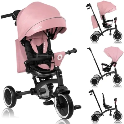Image de Tricycle évolutif LIONELO Tris Plus Vélo poussette Siège réversible &amp; réglable Jusquà 25 Kg Rose