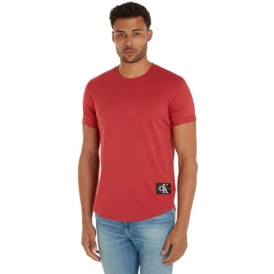 Image de Calvin Klein Jeans Badge TURN UP Sleeve Tshirt basique, Homme, Taille: XXS, Garnet