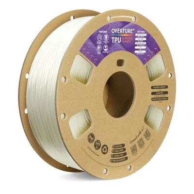 Image de OVERTURE Filament TPU 1.75mm, Bobine 1kg (2.2lbs), 95A Précision dimensionnelle +/ 0.05mm, pour Imprimante 3D,Transparent