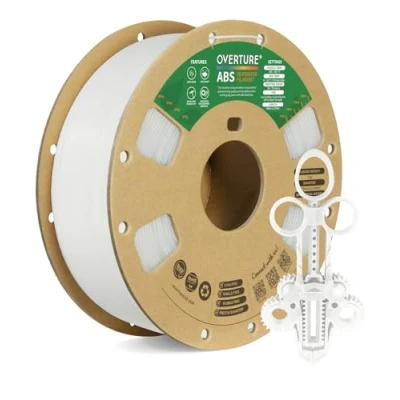 Image de OVERTURE ABS Filament 1,75mm, pour Imprimante 3D 1kg (2,2lbs) Résistant à la Chaleur, Précision Dimensionnelle +/ 0,02 mm, Compatible avec Plupart des Imprimantes FDM (Neutre)