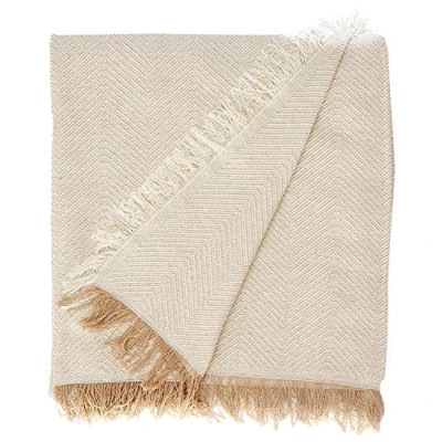 Image de Martina Home Plaid Multifonction à Chevrons 80% Coton, 20% Polyester, écru/Beige, 300 x 260 cm