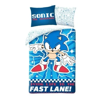 Image de Halantex Sonic The Hedgehog Parure de lit Housse Couette 140x200 cm avec taie d&#039;oreiller 70x90 100% Coton Multicolore